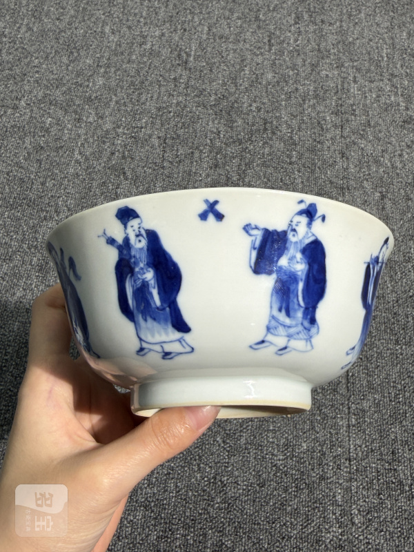 清中期青花八仙祝寿纹盖碗 - 图6